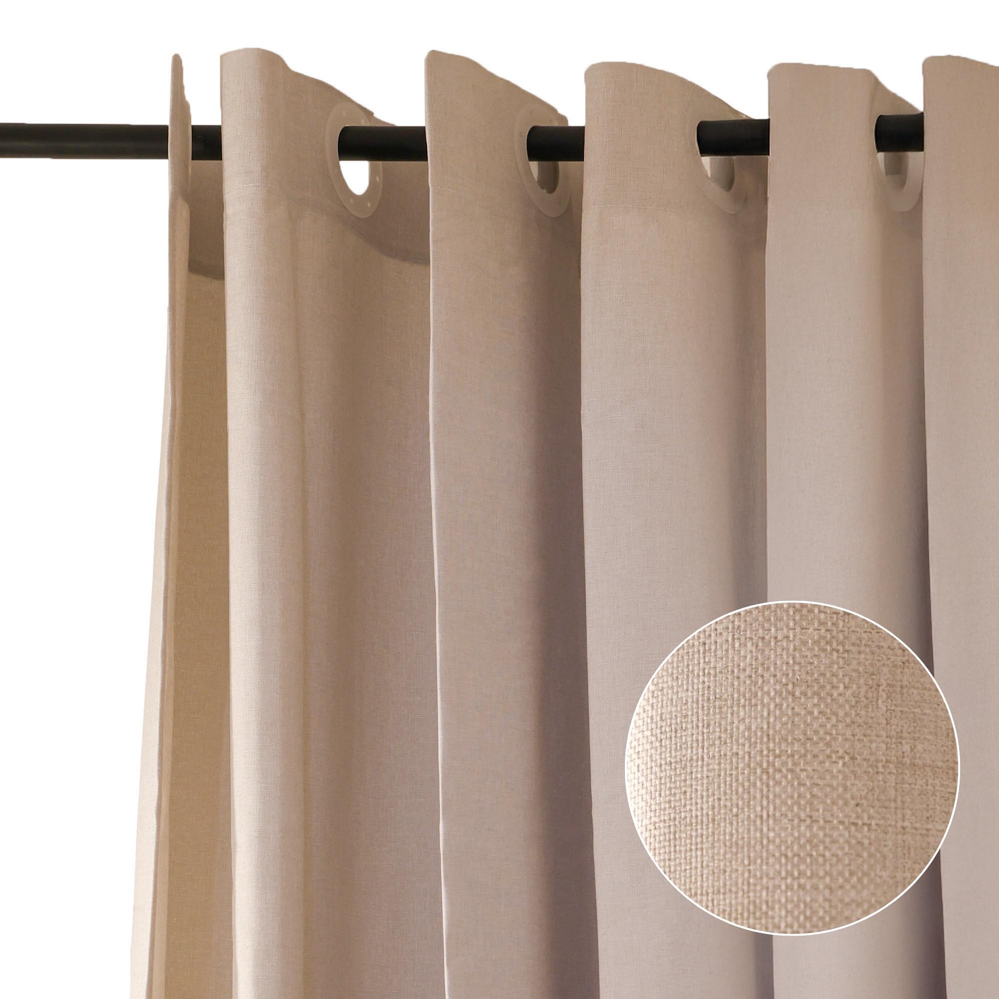 Jean & Len tenda da doccia beige, 100% poliestere, raffinato effetto lino, lavabile in lavatrice, con sistema di sospensione integrato, idrorepellente, 180 x 200 cm