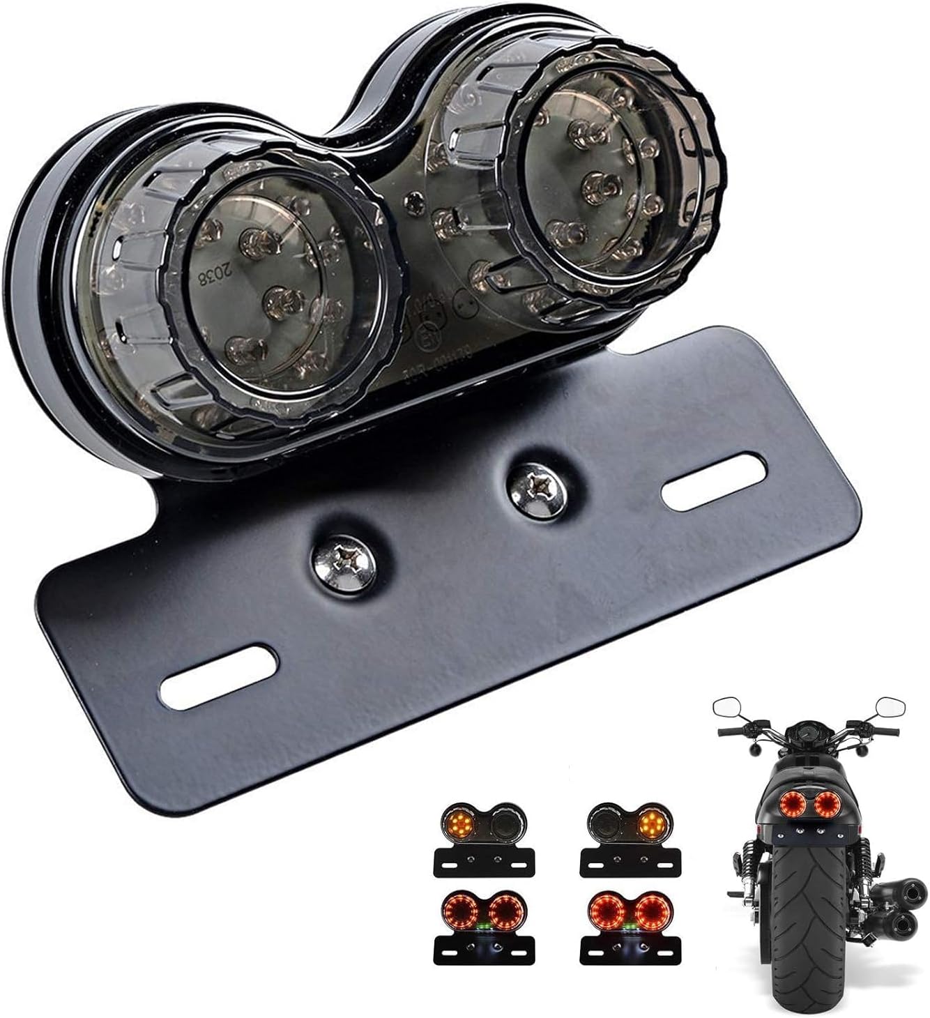 Vagary 40-LED 40W Motorcycle Tail Light Integrated Running Lamp Brake & Turn Signal Light with License Plate Bracket for Harly Motorcycle Street Bike | black