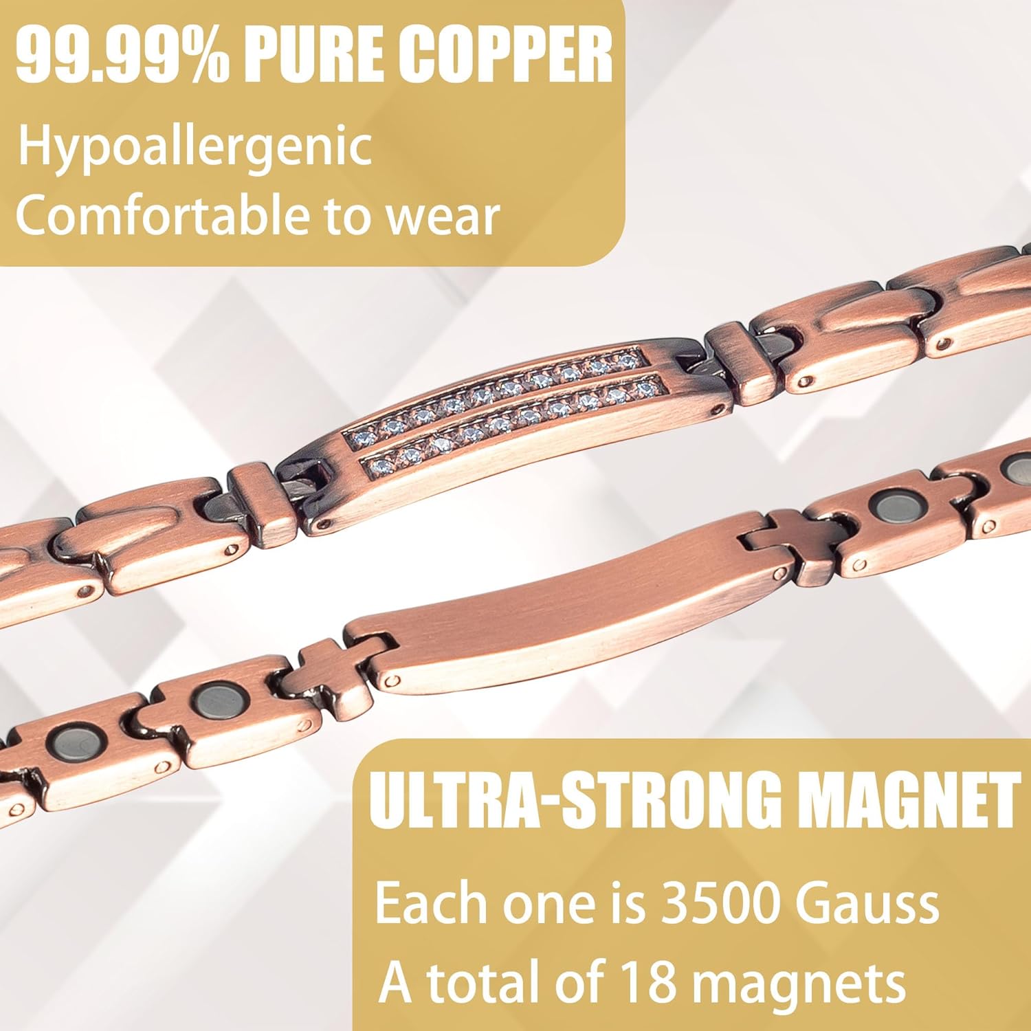 MagVIVACE Copper Ankle Bracelet for Women, Magnetic Pure 99.99% Solid Copper Lymph Detox Anklet for Ankle, 3500 Gauss Effective Magnet(9.45 inch) - Image 5