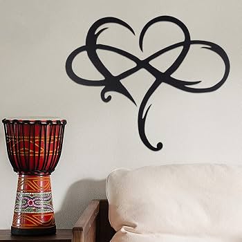 Decoración De Pared Corazón Infinito - Metal Negro - 40x35 Cm - Adorno Geométrico Moderno