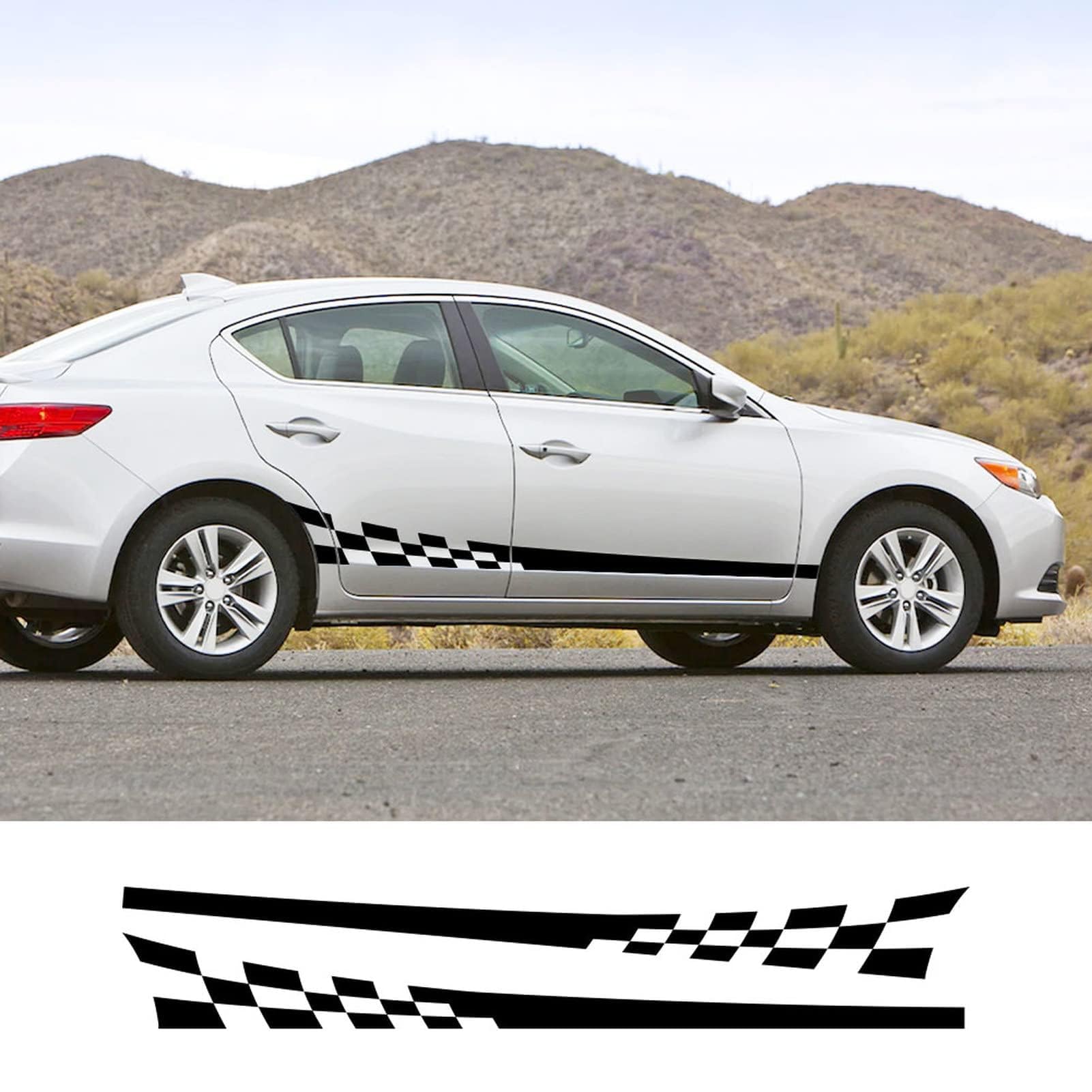 UNCLE LIAO Car Side Skirt For Acura MDX V6 Aspec ILX RDX TLX SH-AWD VTEC Auto Car Door Sticker Side Step Skirt.,Blue