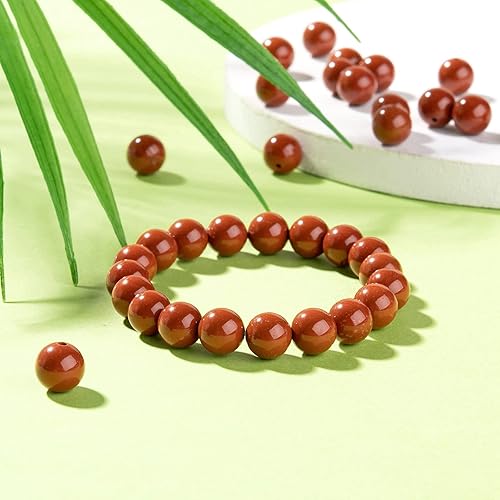 Miniatura 27 de BEEFLYING 100 cuentas de piedra de turmalina negra natural de 0.315 pulgadas (0.315 in), piedras preciosas redondas sueltas con hilo de cristal