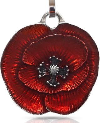 DANFORTH - Remembrance Poppy Zipper Pull Red Decorative Metal Clip-on Zipper Accessory for Purse, Bag, Backpack or Jacket, Support Veterans, Military Families, Pewter, Made In USA, 7/8 Wide