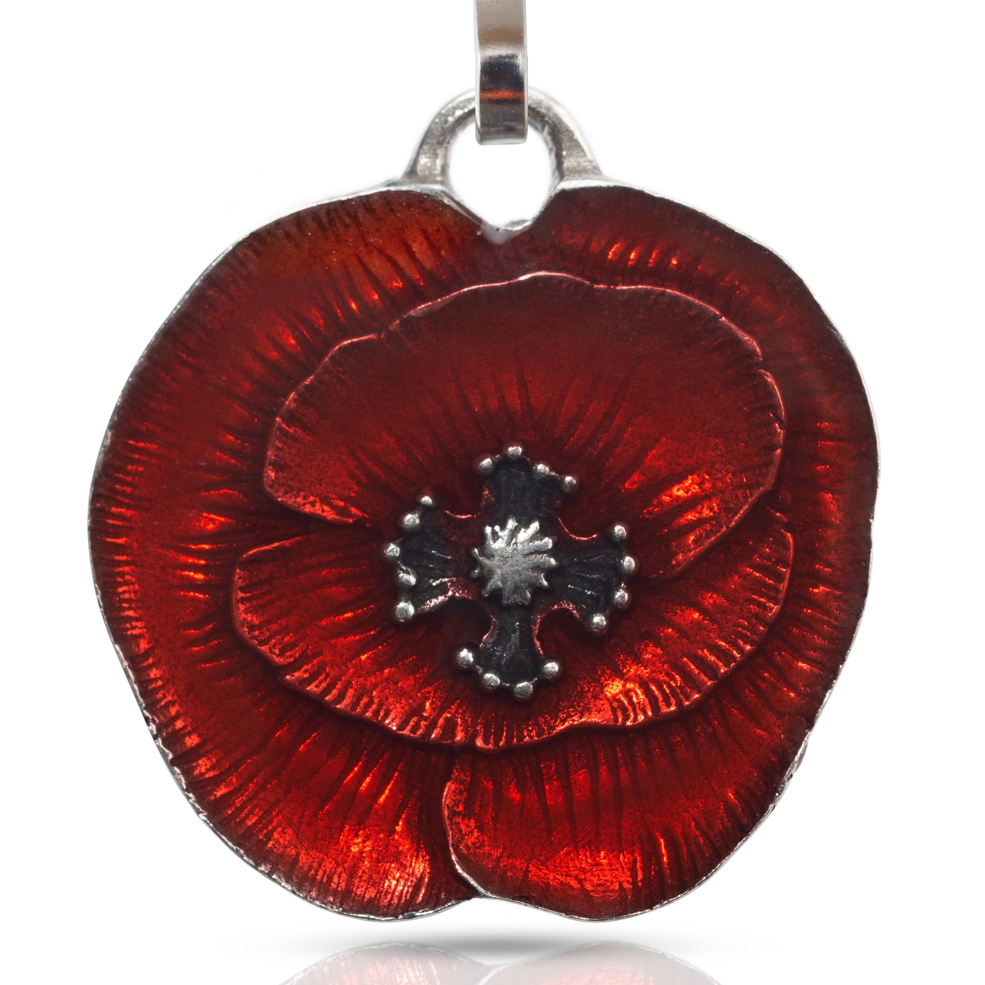 DANFORTH - Remembrance Poppy Zipper Pull (Red) – Decorative Metal Clip-on Zipper Accessory for Purse, Bag, Backpack or Jacket, Support Veterans, Military Families, Pewter, Made In USA, 7/8” Wide