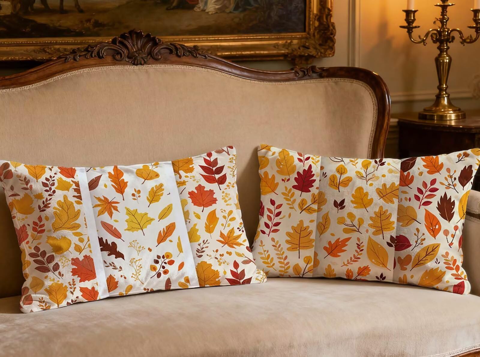 Housse de coussin orange 80x100cm velours rectangulaire lot de 2