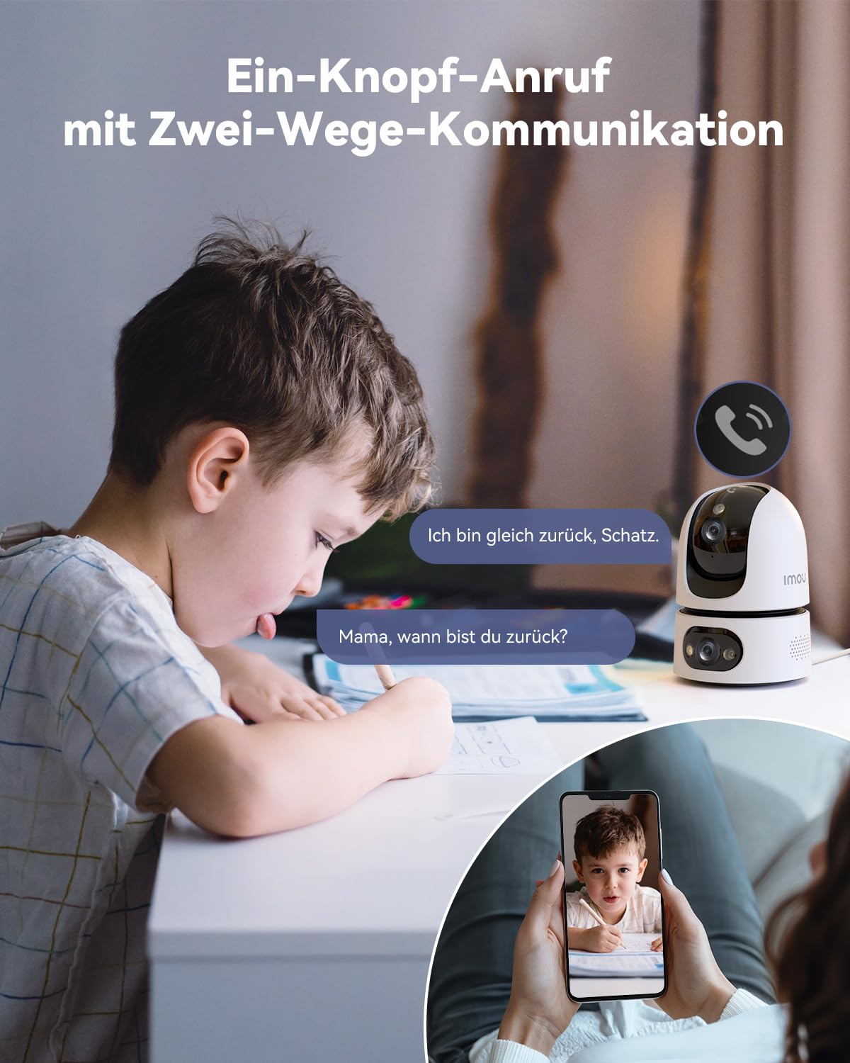 Imou 4MP+4MP Dual Kameras Überwachungskamera Innen mit 2.4/5GHz WLAN, KI-Person/Haustiererkennung, 360° PTZ WLAN Indoor Hunde Kamera, Farbnachtsicht, Smart Tracking, 2-Wege-Audio, Sirene, Modus Privat