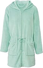 CelinaTex XS-XL Bathrobe Hood Plain Short or Long Patch Pockets Two Way Zip Women's Cuddly Flannel Oeko-Tex