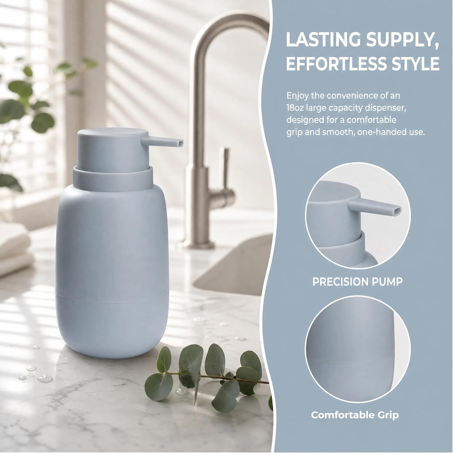 Hand Soap Dispenser for Bathroom Lotion Dispenser 18 oz Plastic Soap Dispenser Pump Bottle Refillable with Rust-Proof Plastic Pump for Kitchen Countertops