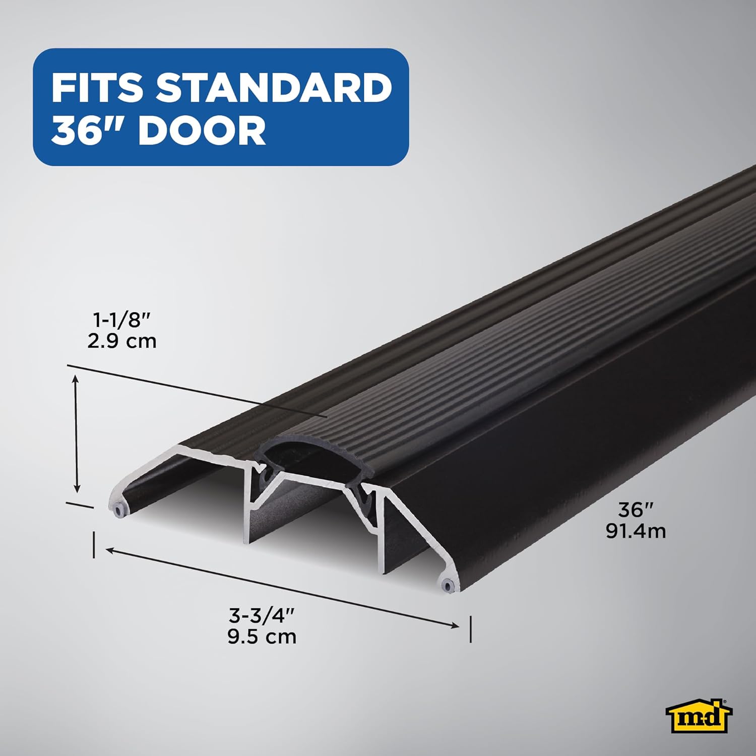 M-D Building Products 10017 3-3/4 in. x 1-1/8 in. x 36 in. Bronze Aluminum and Vinyl Heavy-Duty High-Profile Threshold