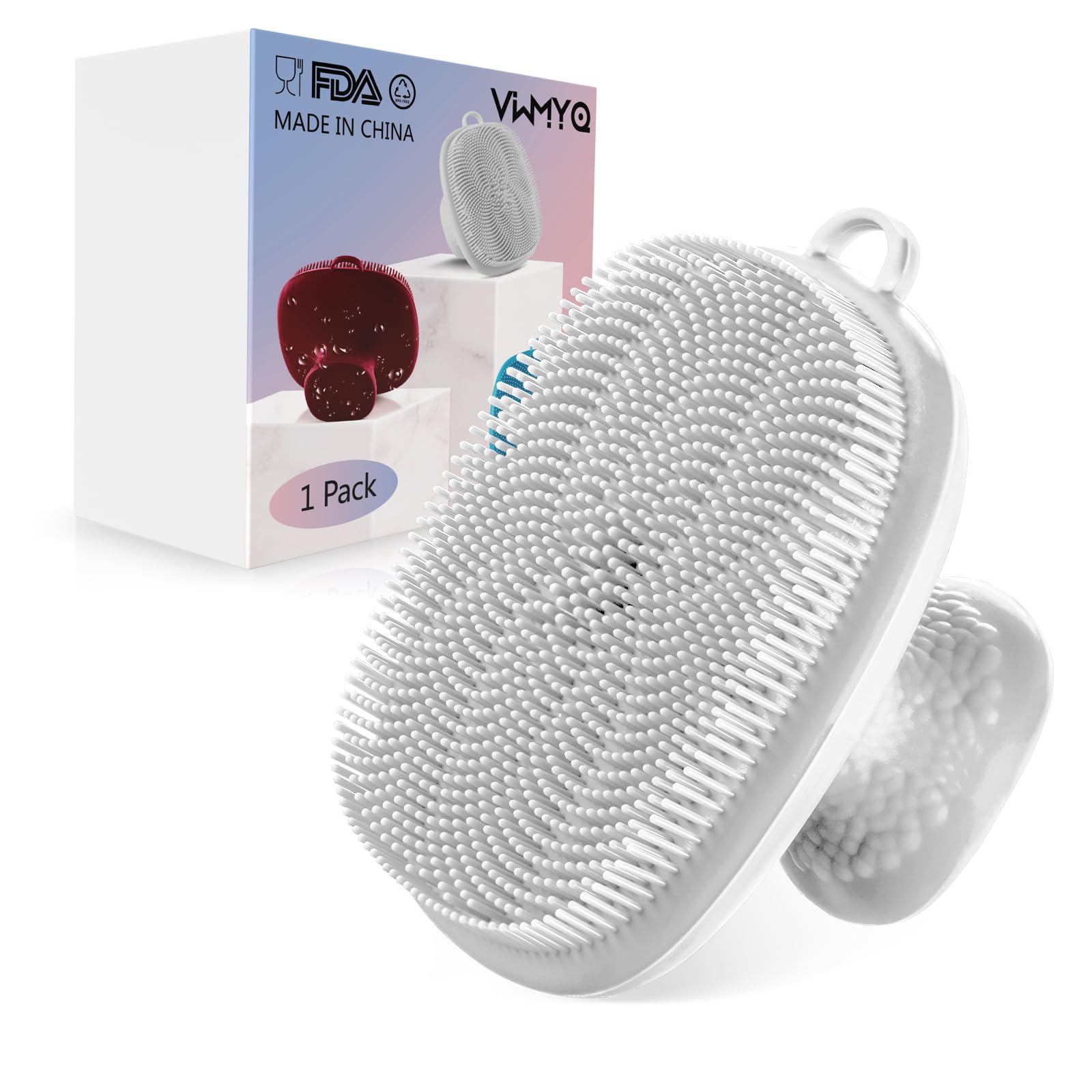 VWMYQ Silicone Face Scrubber for Men - Facial Cleansing Brush - Manual, Waterproof - Exfoliating Skin Care Brush (White)