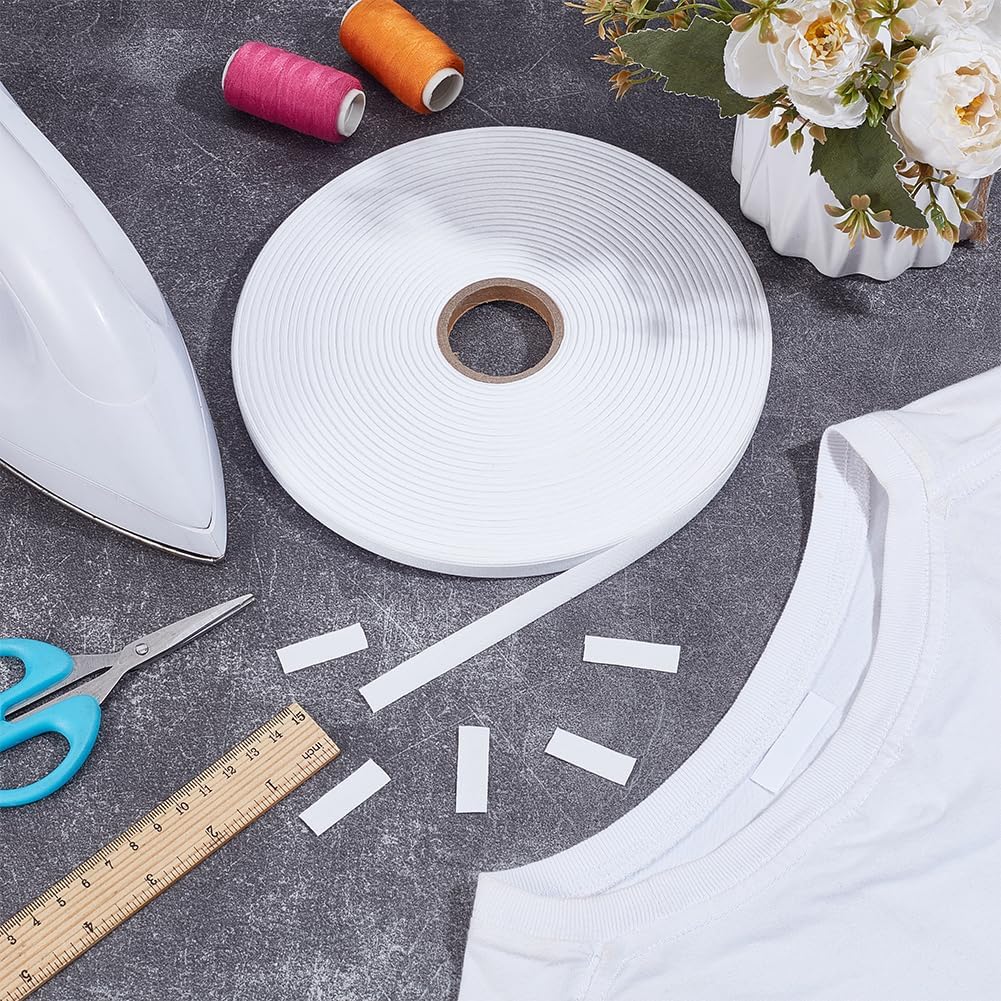 BENECREAT 109.36 Yards White Sew On Name Labels Writable Clothing Tags, 3/8Inch Blank Sewing Cloth Labels Washable Costume Fabric Label for Garment Marking image 4