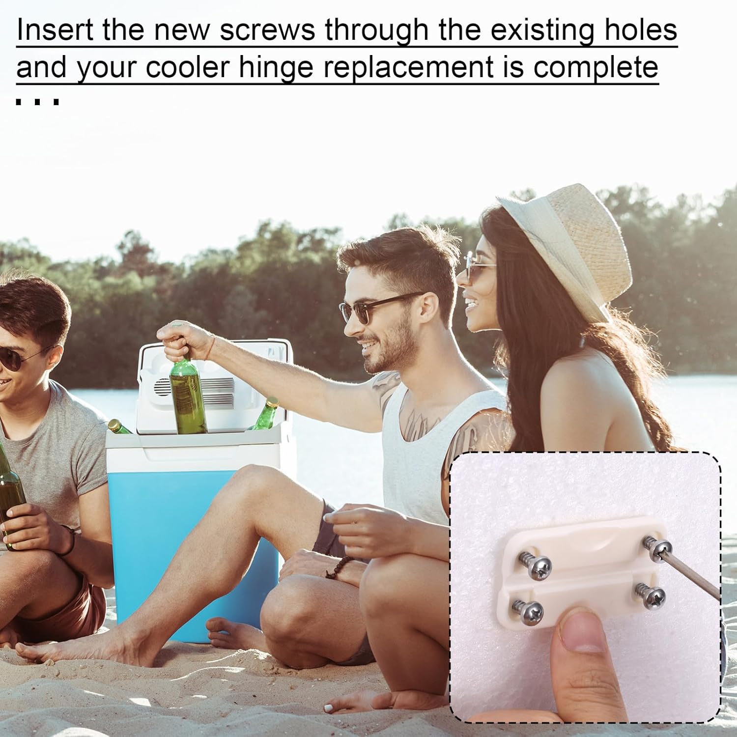 4pcs Plastic Cooler Hinges for Igloo 50-165 QT, 2.32x1.26 Inch Freezer Hinges with 16 Screws Replacement Parts Camping Coolers Accessories for Igloo Fridge