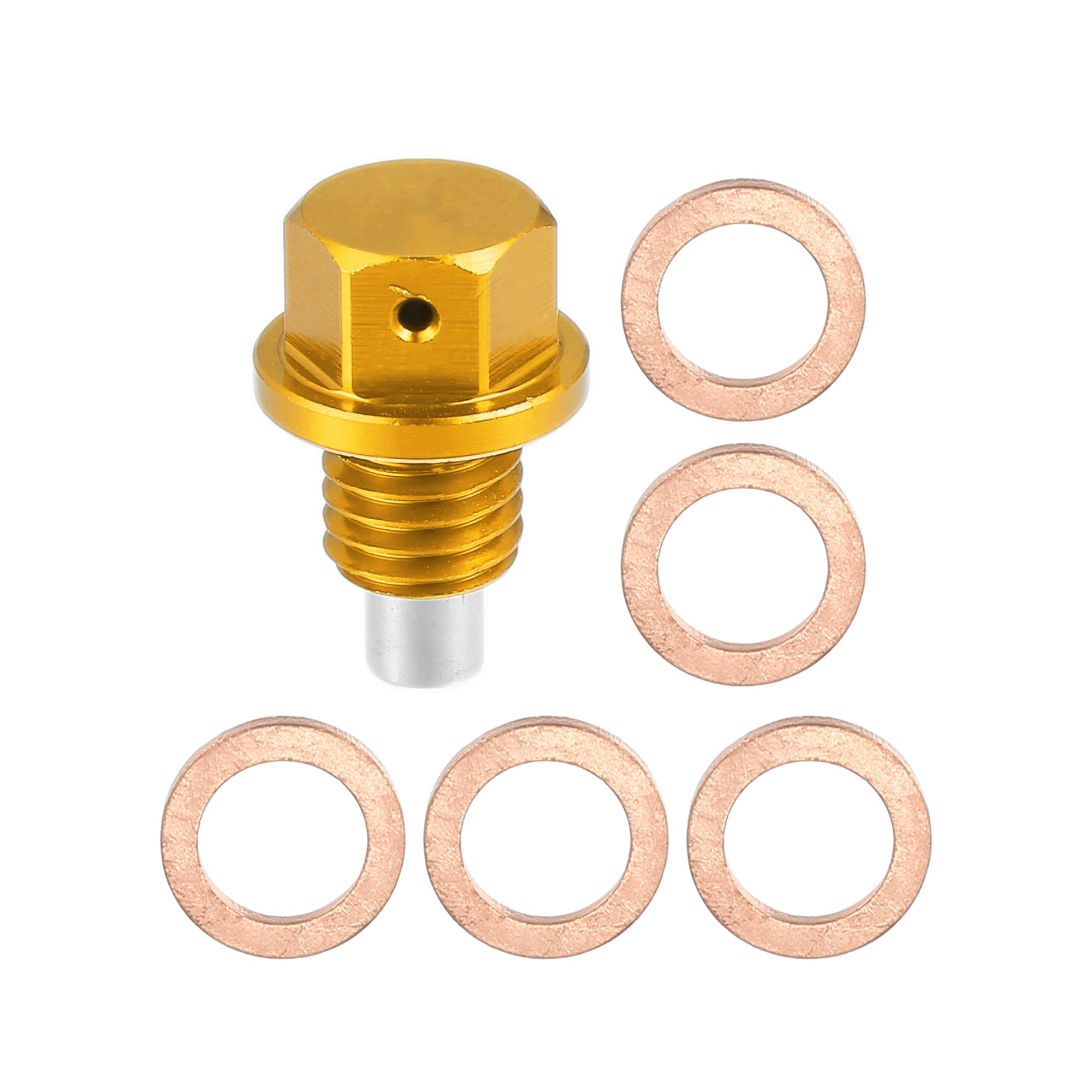 Bouchon De Vidange Magnétique M12x1,75 + 5 Joints - Pour Moteur Voiture, Récupère Les Particules Métal