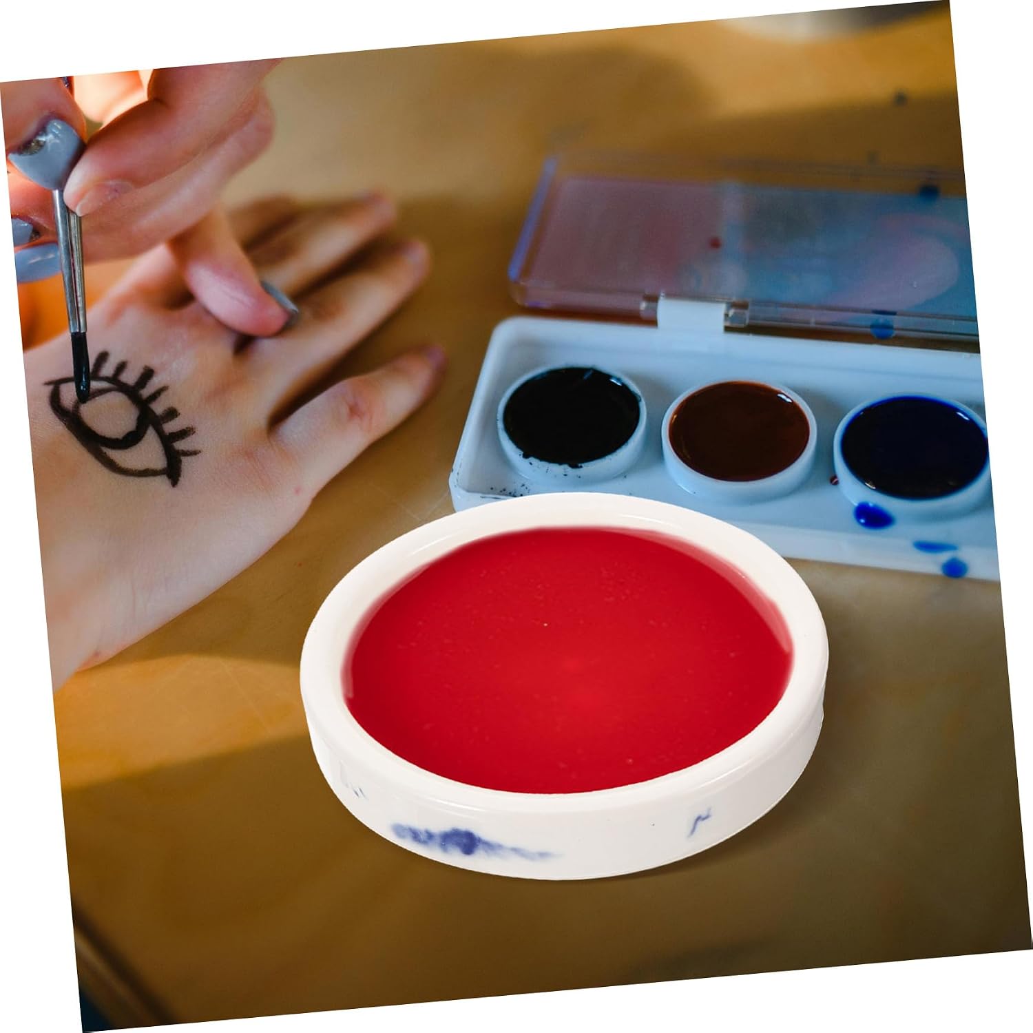 Stackable Ceramic Watercolor Mixing Palette Tray 5-Color Artist Paint Container for Traditional Chinese Painting Convenient for Watercolor and Oil Painting