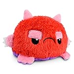 TeeTurtle - The Original Reversible Monster Plushie - Purple + Red Fuzzy - Cute Sensory Fidget Stuffed Animals That Show Your Mood - Perfect for Halloween! 4 inch
