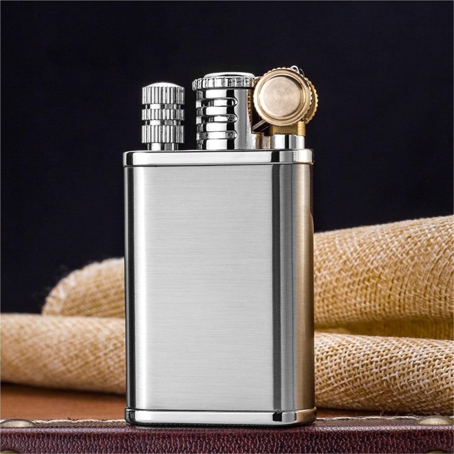 Retro Kerosene Lighter, Uses Both a Flint and Match for Ignition, Reusable, A Great Collectible or Gift for Men.(Multi-Colored)