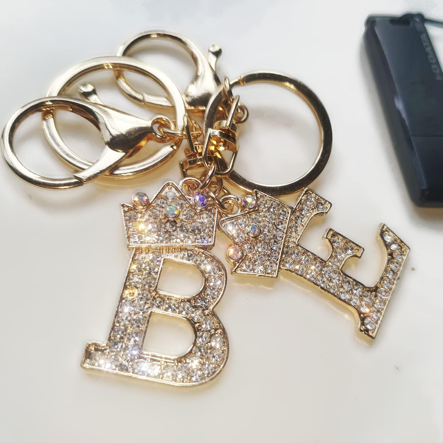 Letter Keychain for Women,Initial Letter Keychain with Rhinestone,A-Z Alphabet Keyrings Metal Letter Keychain image 2