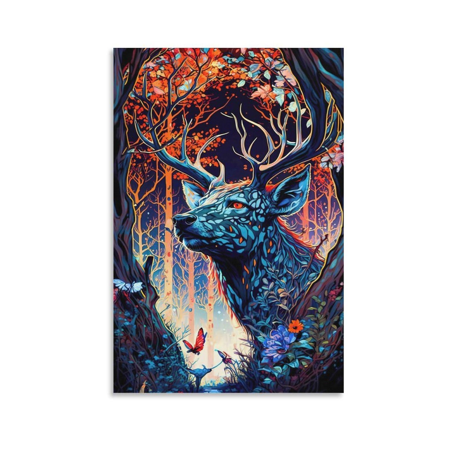 DHBANEIOK Fantasy Deer Art_2 Wall Decor Poster Giclee Canvas Prints Modern Wall Art Picture Wall Hanging for Office Gym Living Room Decor 24x36inch(60x90cm)