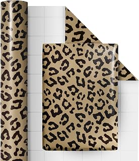 RUSPEPA Wrapping Paper Roll - Leopard Print Design with Metallic Foil Shine, Perfect for Birthday - 43.2 cm x 10 m