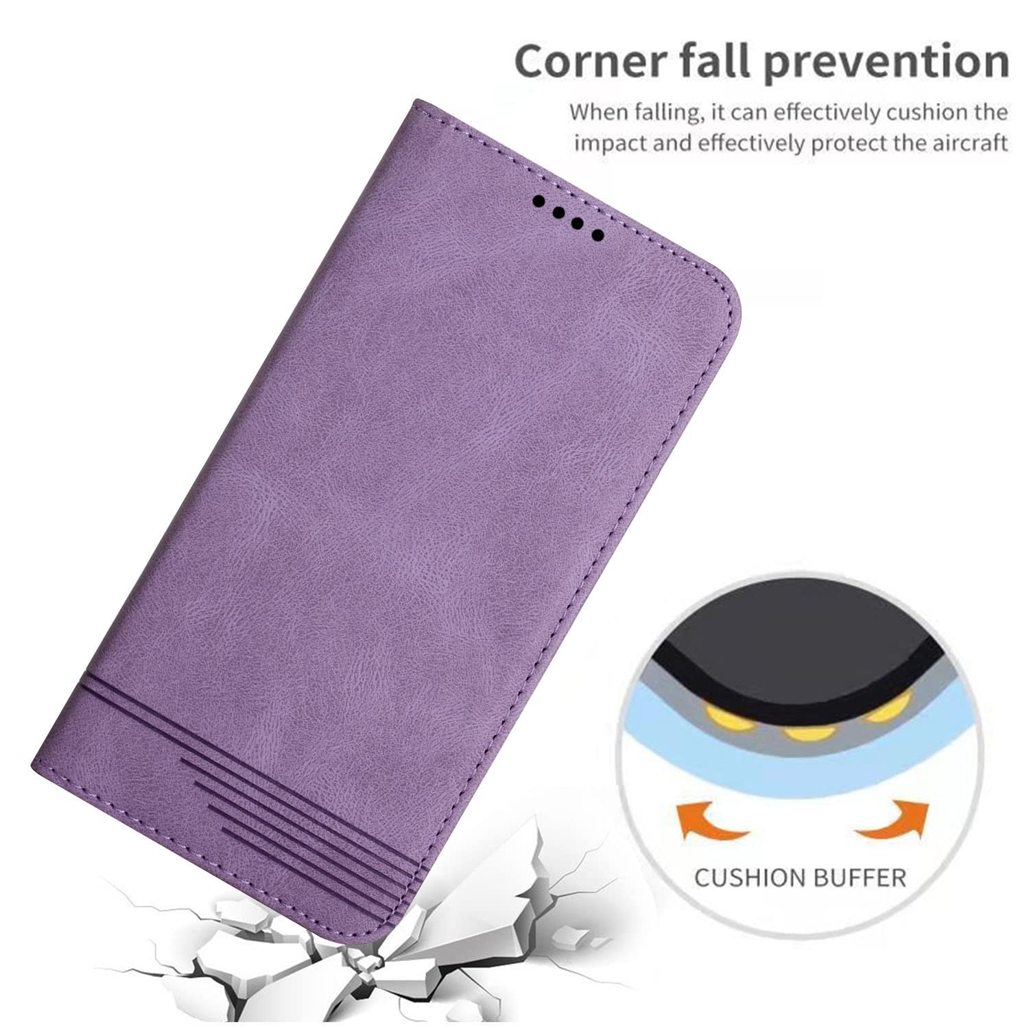 Etui na telefon komórkowy Samsung Galaxy A35 ze skóry PU, portfel, etui ochronne Samsung Galaxy A35, etui z funkcją stojaka, magnetyczne, z klapką, fioletowe