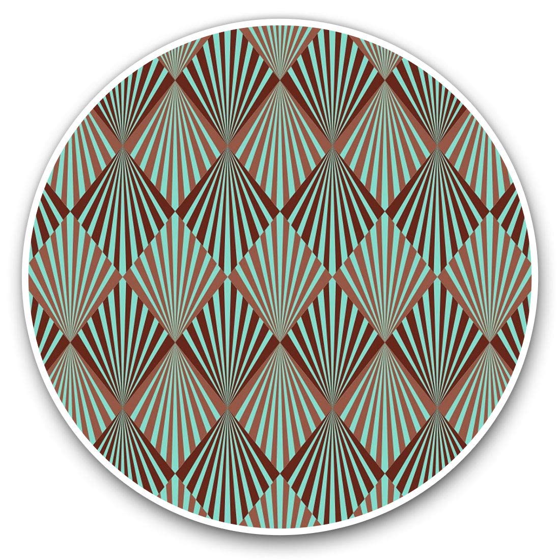 Destination Vinyl Ltd Girls Art Deco Pattern Teal 3055 Vinyl Stickers (Set Of 2) 7.5Cm - Art Deco Pattern Teal #3055