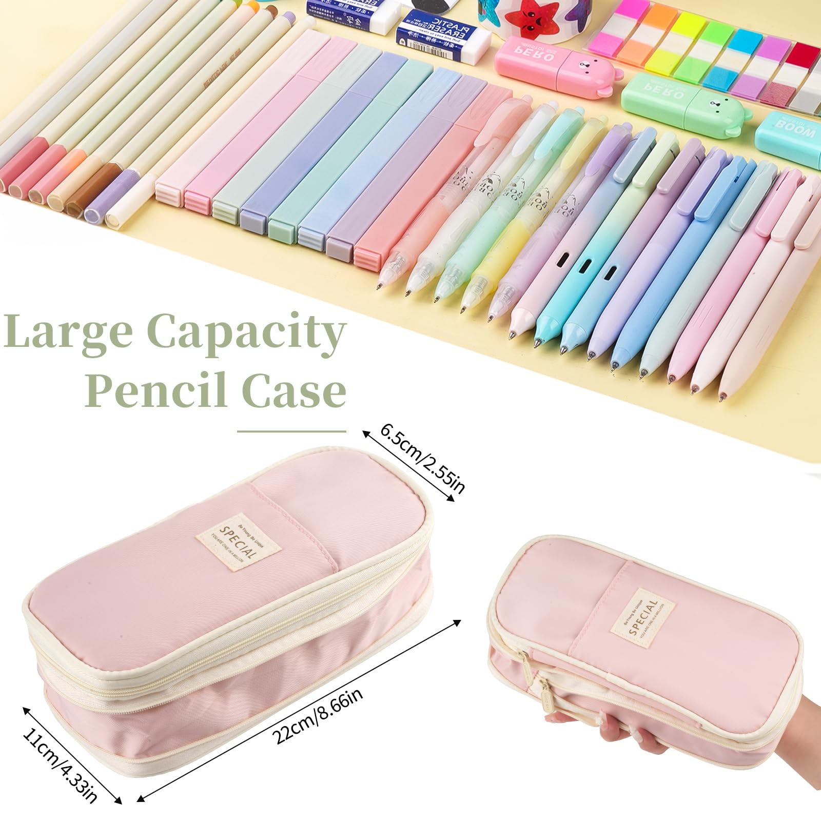 Tikplus Pencil Case Large Capacity, Big Pencil Case with 4 Compartments - Image 2