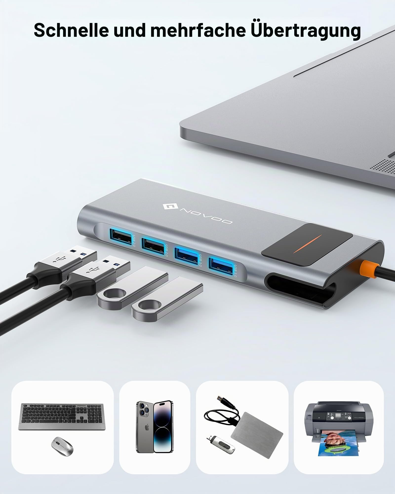 NOVOO Docking Station mit Dual-Monitor, 12-in-1 Dockingstation USB C auf Dual HDMI, VGA, 100 W PD, Ethernet RJ45, 4 USB, SD/TF USB-Hub für MacBook Pro Air Dell Lenovo