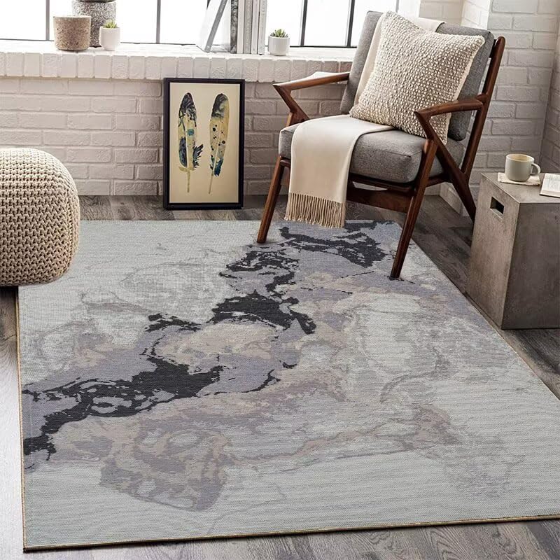 Tapis d'art abstrait 180x250 cm lavable pour salon et terrasse