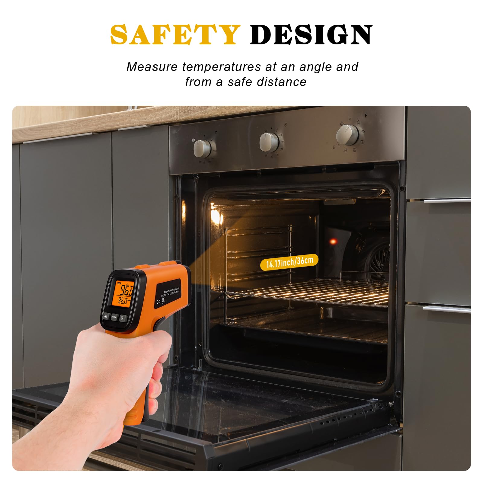Termometro Laser Infrarossi -50°C -550°C Display LCD Regolabile per Cucina Forno Pizza