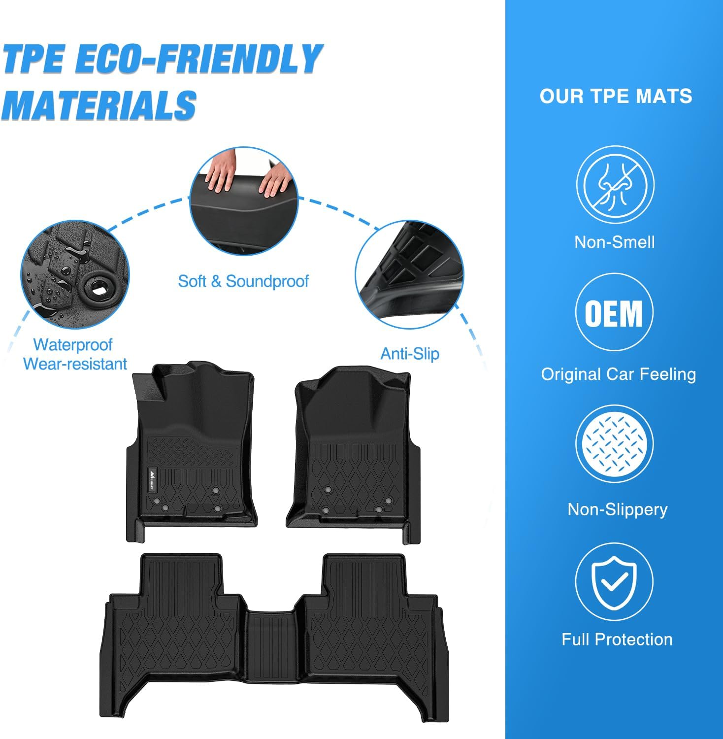 Nilight Floor Mats for Toyota Tacoma Double Cab 2005 2006 2007 2008 2009 2010 2011 2012 2013 2014 2015 All Weather Custom Fit Heavy Duty Floor Liners - Image 3