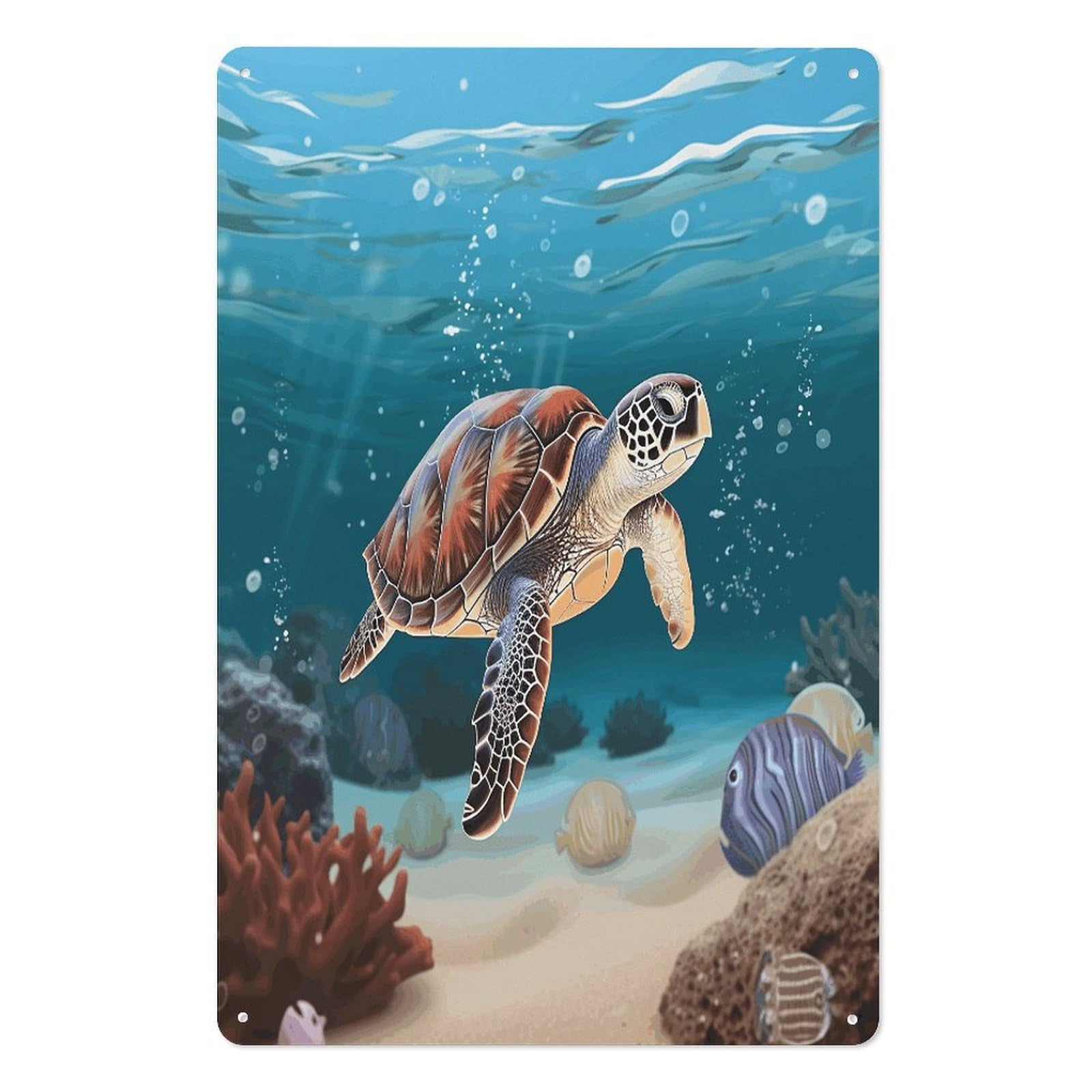 Adfgyerh Style Sea Turtle Swimming Tin Sign Hanging Art Prints,Wall Decor For Gifting And Party Decoration 7.9X11.8 Inch,Wall Art For Home Garden Greenhouse Living Room Bedroom Yard
