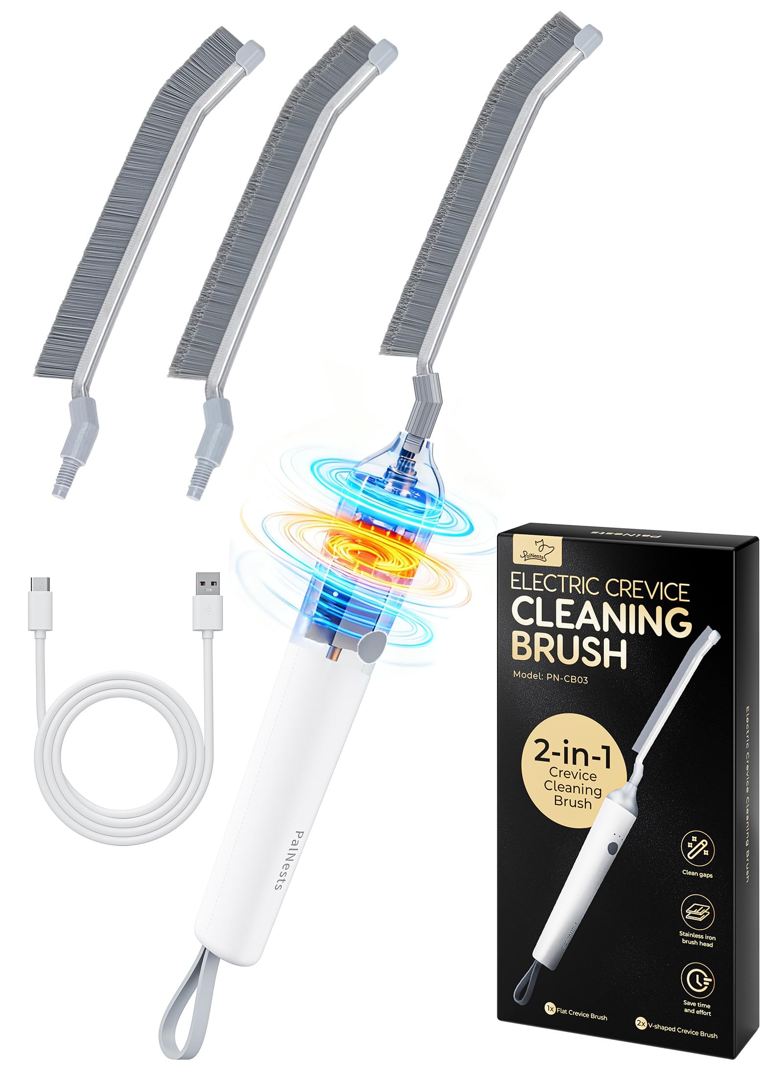 Reciprocating Deep-Clean Brush - Powered by Back-and-Forth Scrubbing Action LED Light 3-Speed 2-in-1 Hard and V-Shaped Bristles for