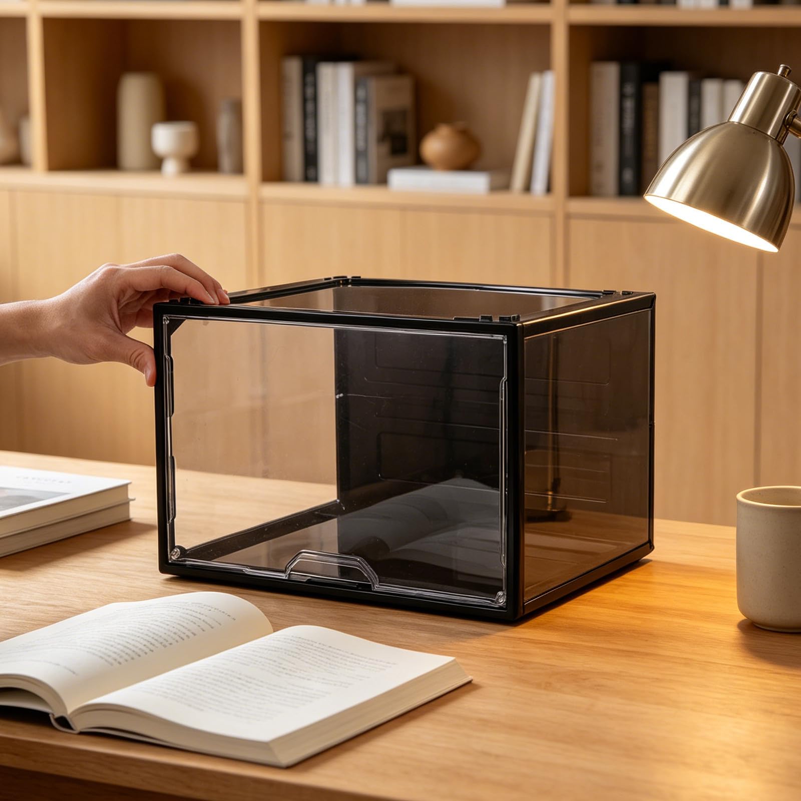 ibasenice Caja con Apertura Lateral de Acrílico Transparente para Zapatos Estructura Apilable y Alta Transparencia para Organizar Zapatillas y Botas en Vestíbulo o Armario