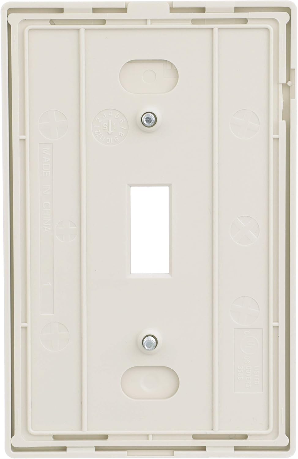 Eaton PJS1LA Polycarbonate 1-Gang Screwless Toggle Mid Size Wall Plate, Light Almond