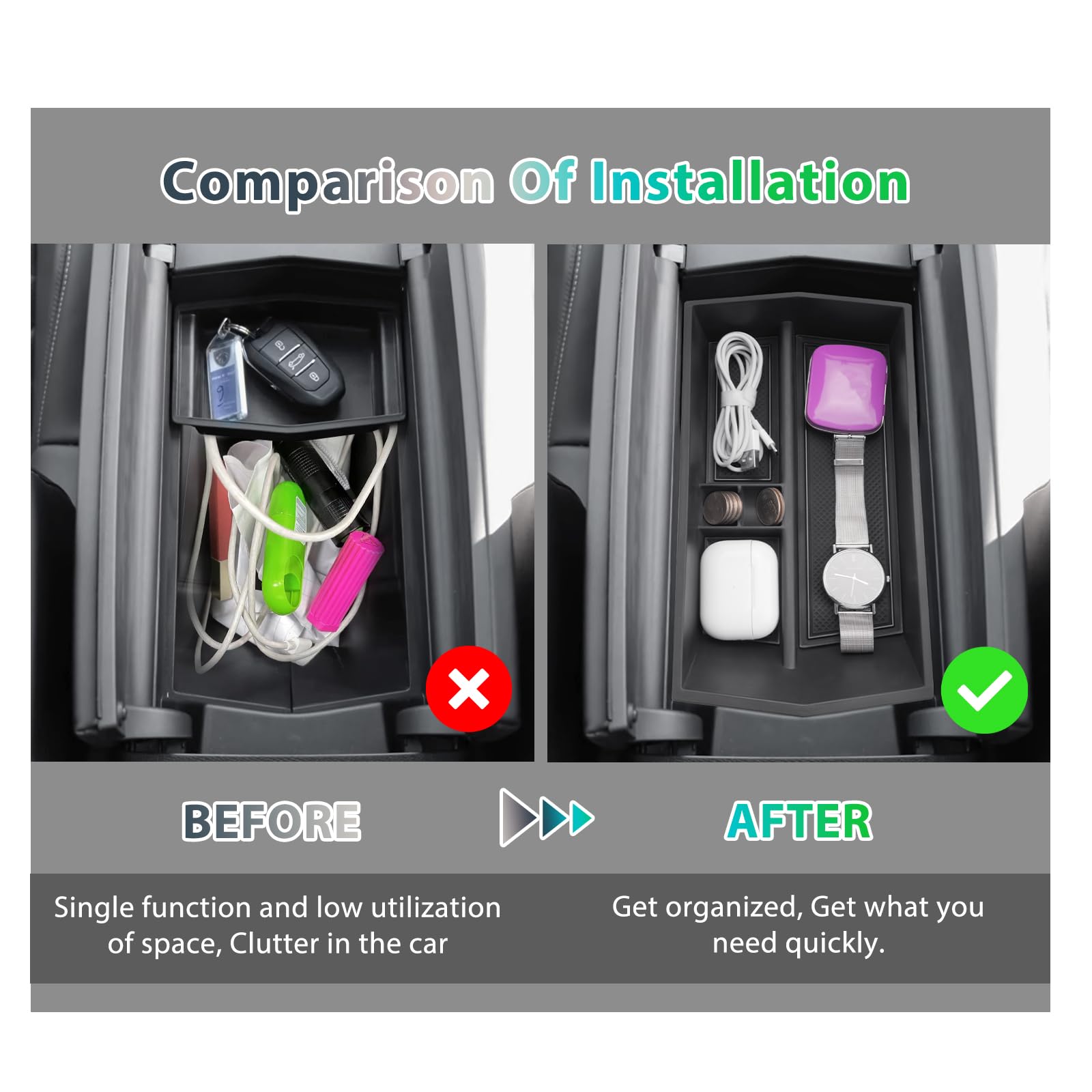 GAFAT Compatibile con Peugeot 3008 GT Allure E-3008/5008 E-5008 2025 2026 2027 Contenitore Portaoggetti Console Centrale, Accessori 3008 iii Organizer Braccioli, 3D Originali, con Tappetini