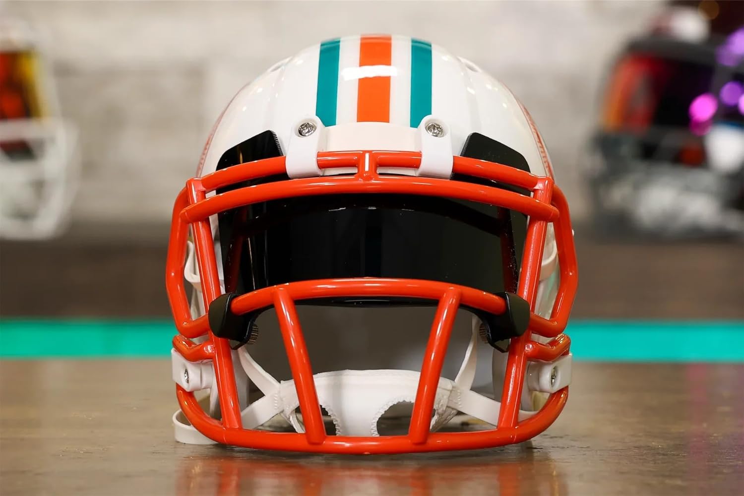 Miami Collectible Speed Mini Helmet - GG Special Edition - with Free USA Flag Decal - Perfect for Sports Fans and Collectors - Green Gridiron