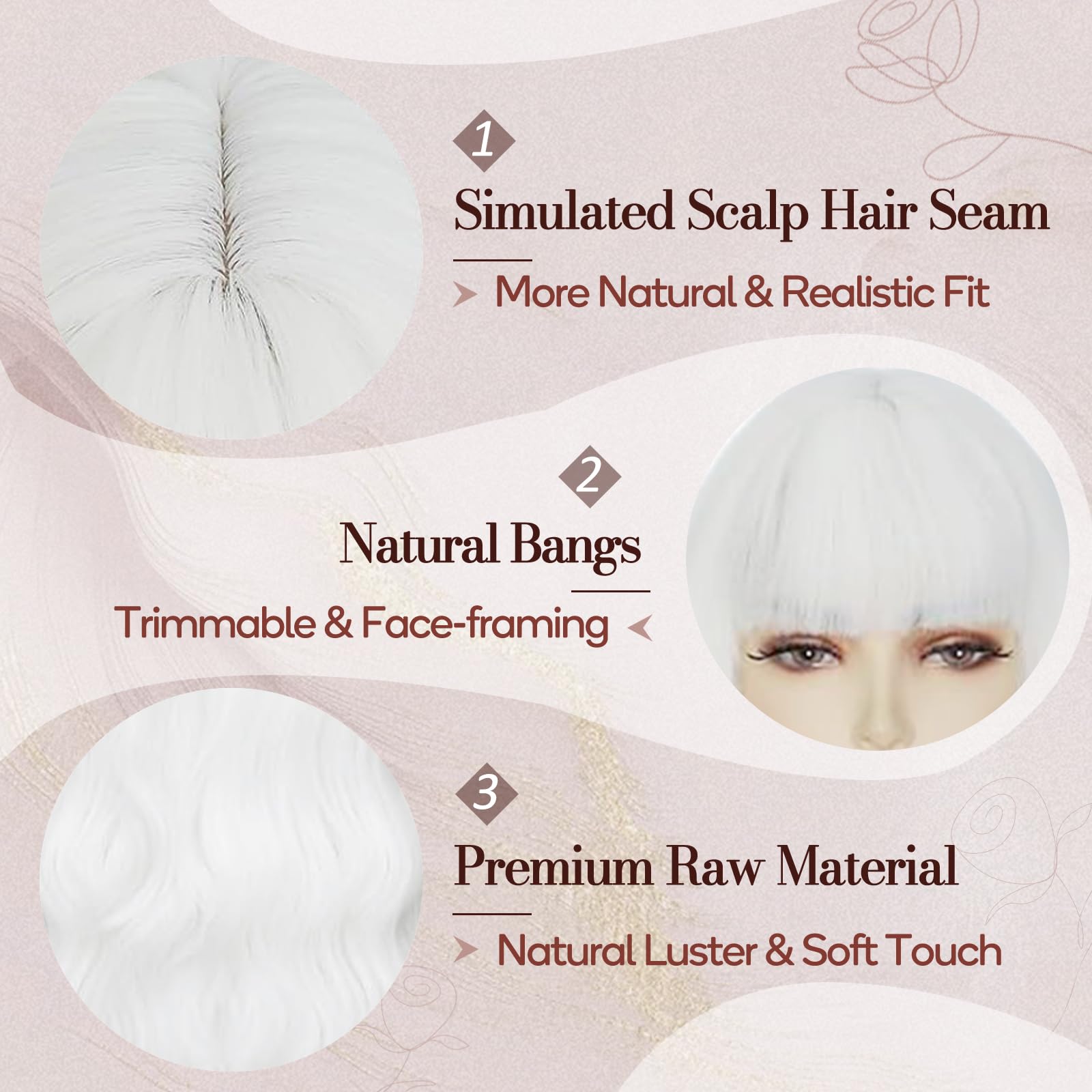 Amazon.com : BARSDAR Long Wavy White Wig with Bangs - 26  display picture 2