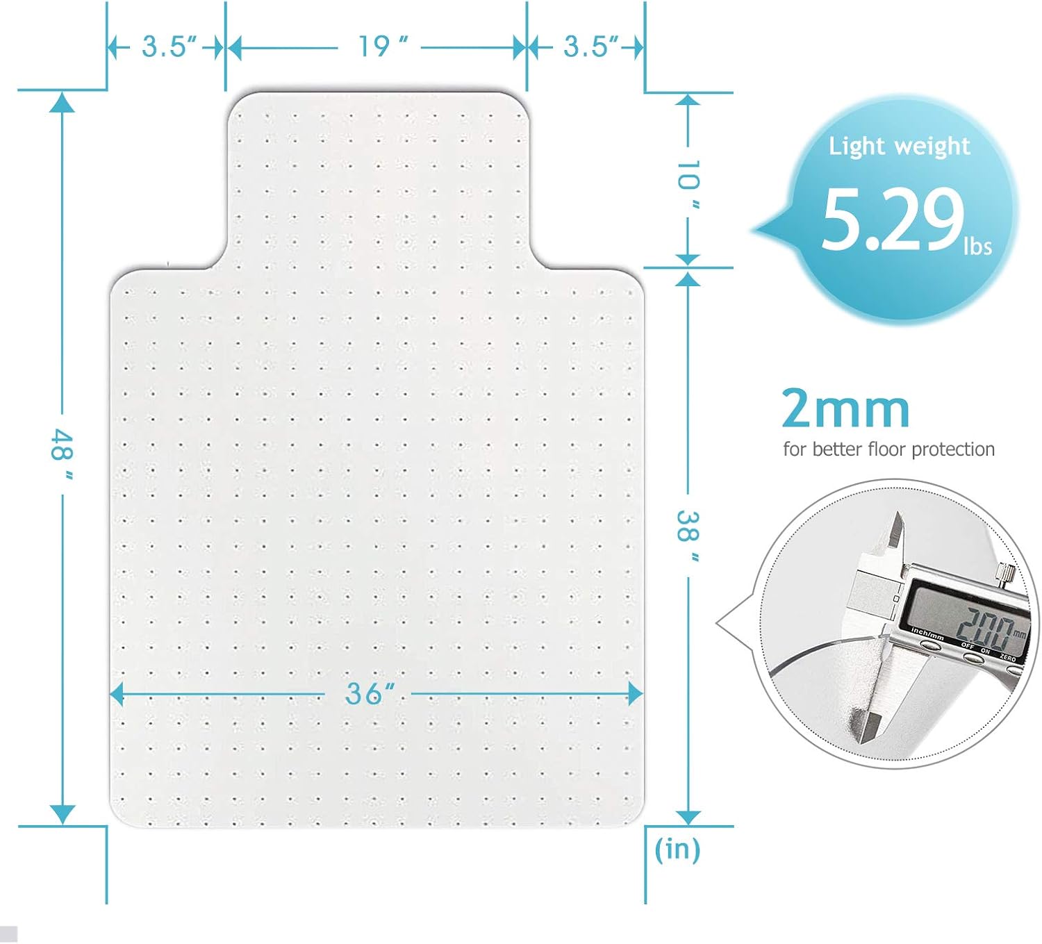 Chair Mat for Carpet with Lip Studs Strong Impact Resistance Effective Grip Durable Non-Slip Easy to Clean PVC Carpet Protector 36" x 48" for Home Office : Everything Else