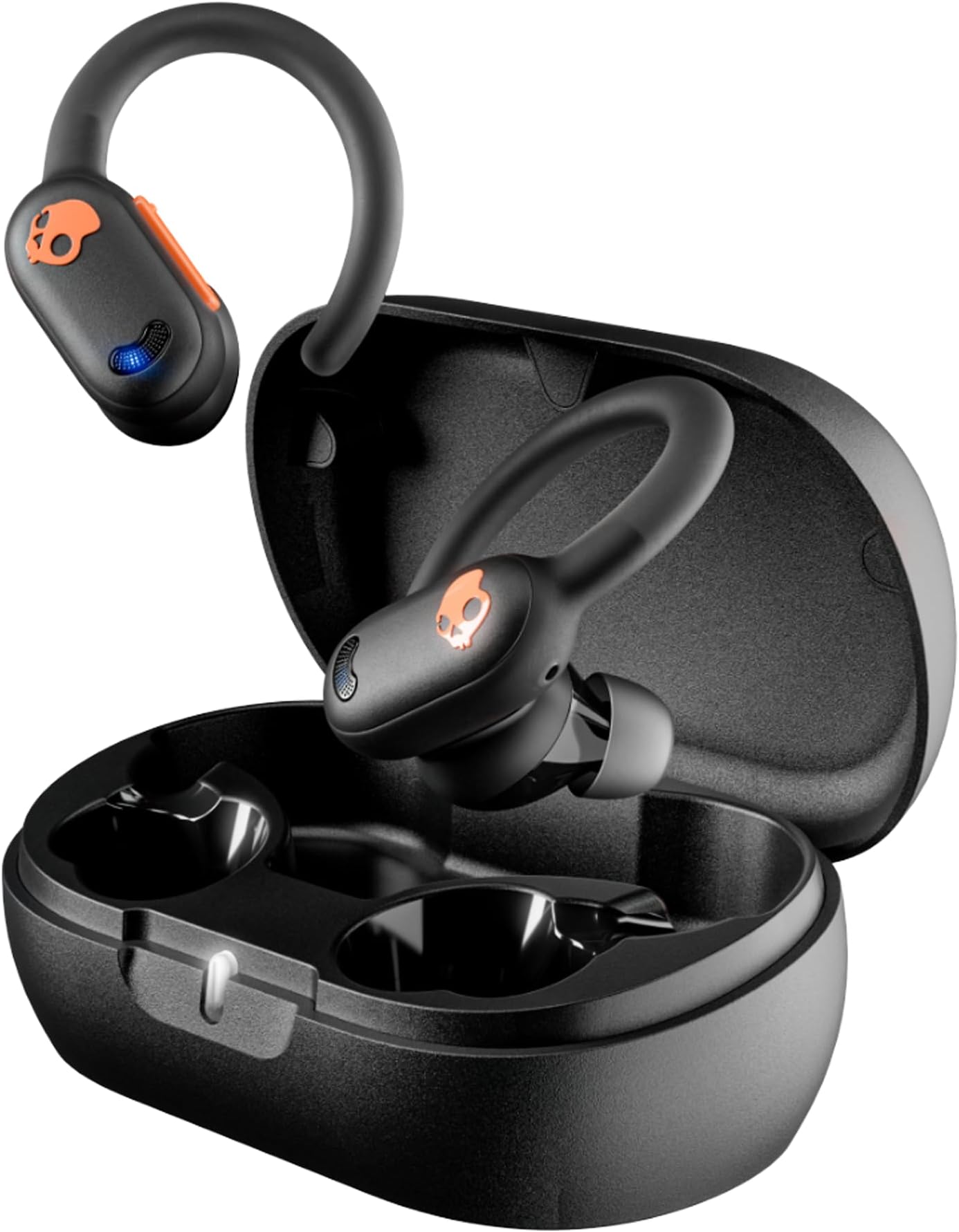 Push ANC Active in Ear Wireless Earbuds – 58Hr Battery + Rapid Charge, Active Noise Cancellation, IP67 Waterproof, Wireless Charging Case, Mic – True Black/Orange