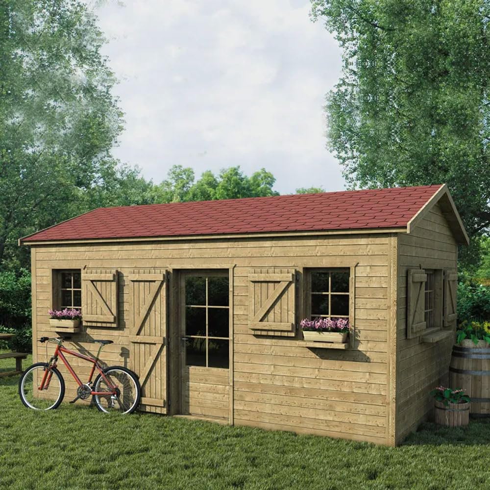 NEXTRADEITALIA CF da 1 PZ Tegole Canadesi Rosse Bituminose Tetto e Gazebo 2,32 MQ Graniglia Basaltica Rossa, Resistenza UV, Copertura Leggera Pedonabile, Faldina Rotonda