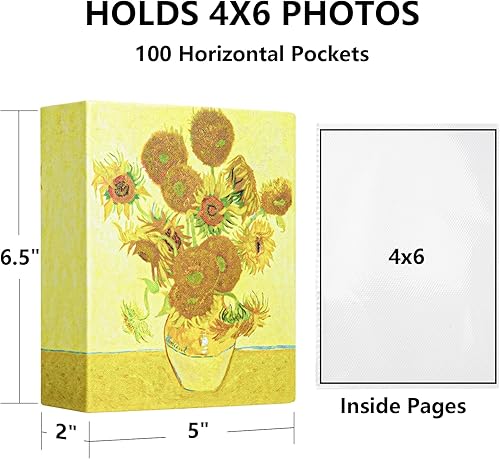 Miniatura 2 de Álbum de fotos de 4 x 6 pulgadas con 100 bolsillos, álbum de fotos pequeño con cubierta de cuero de primera calidad, mini libro de fotos deslizante