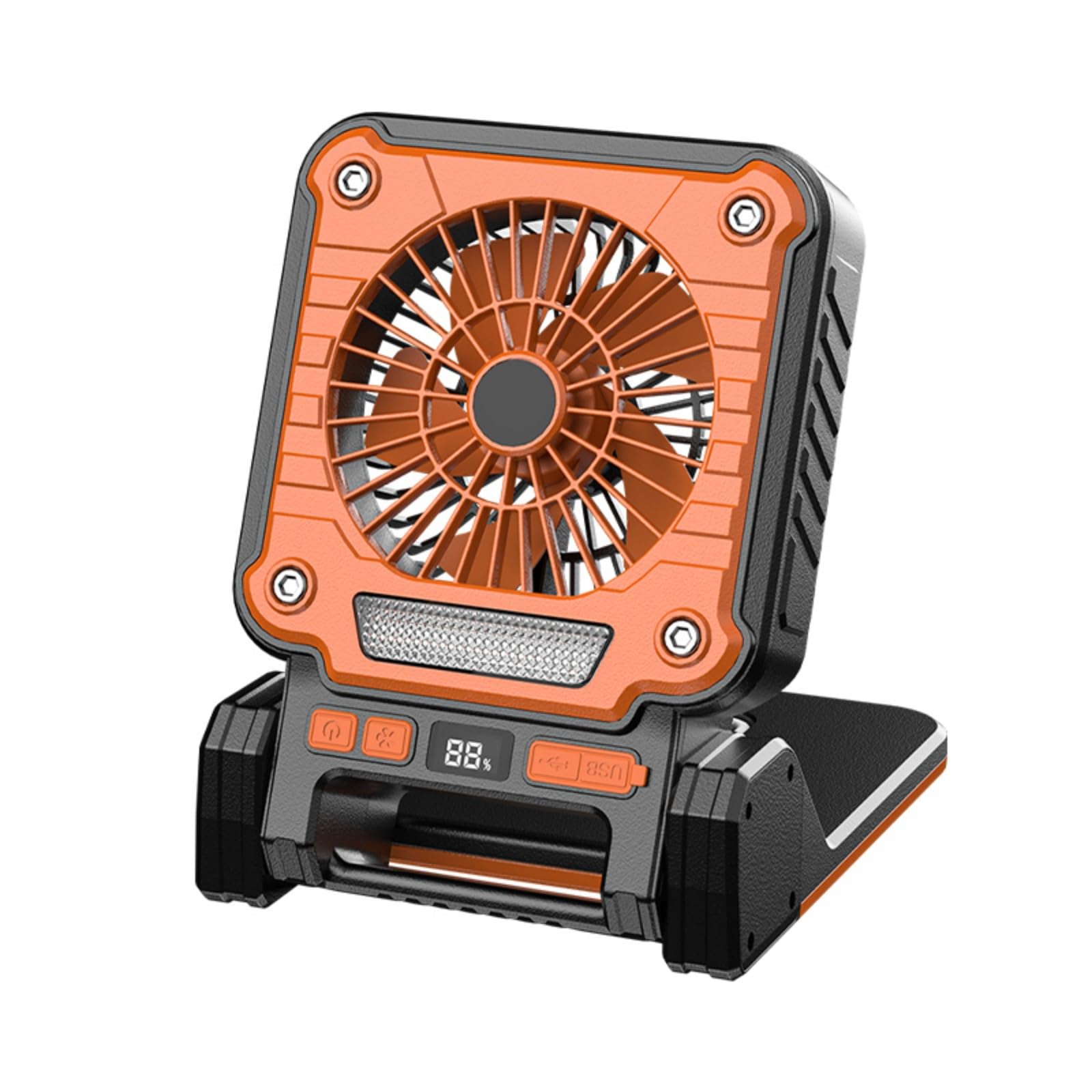 Ventilateur de camping solaire et pliable avec éclairage LED intégré pour randonnée