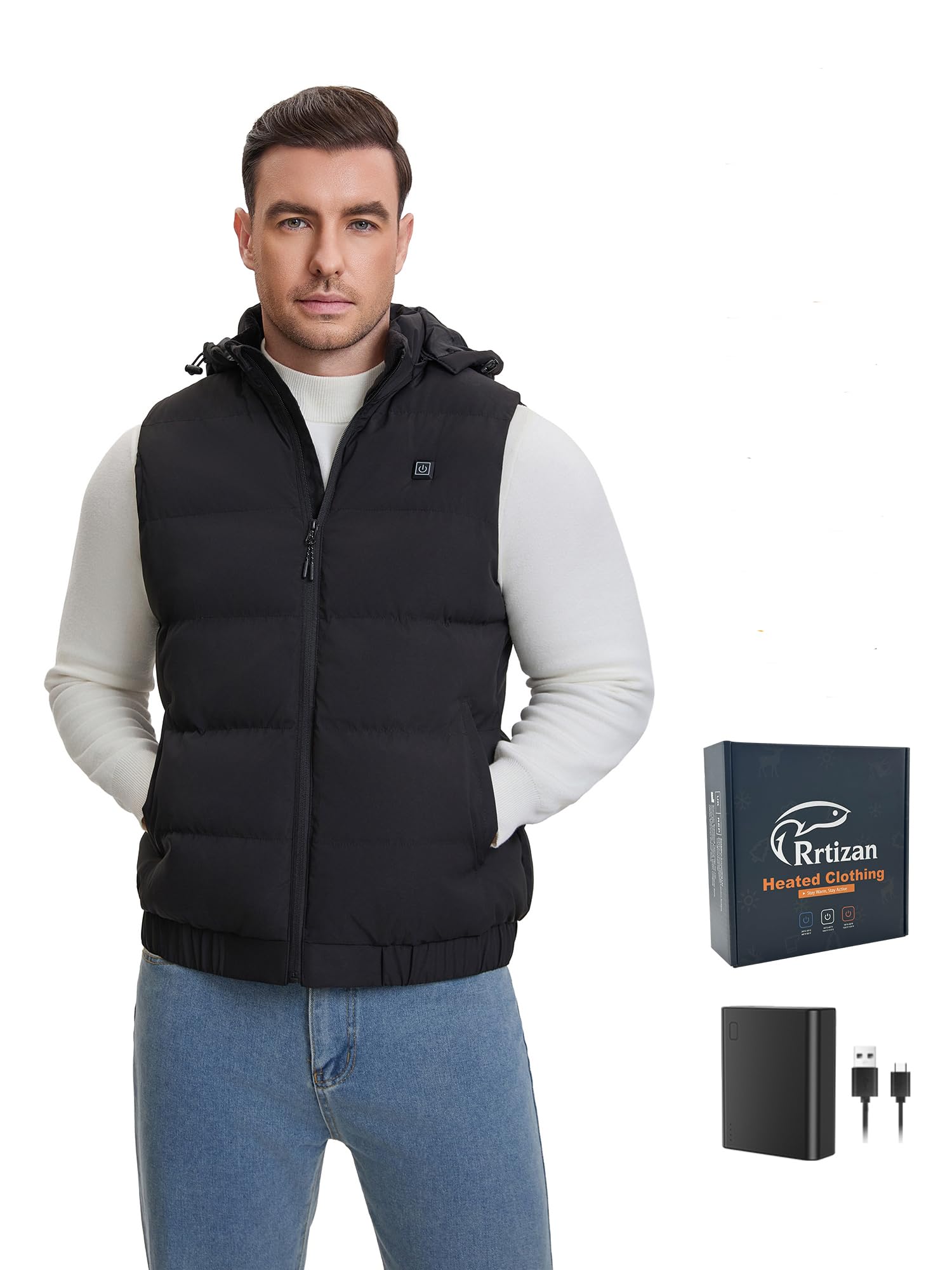 Rrtizan Heated Vest, Lightweight Heated Vest for Men with Battery Pack, Electric Men Heated Vest for Winter Work &amp; Outdoor