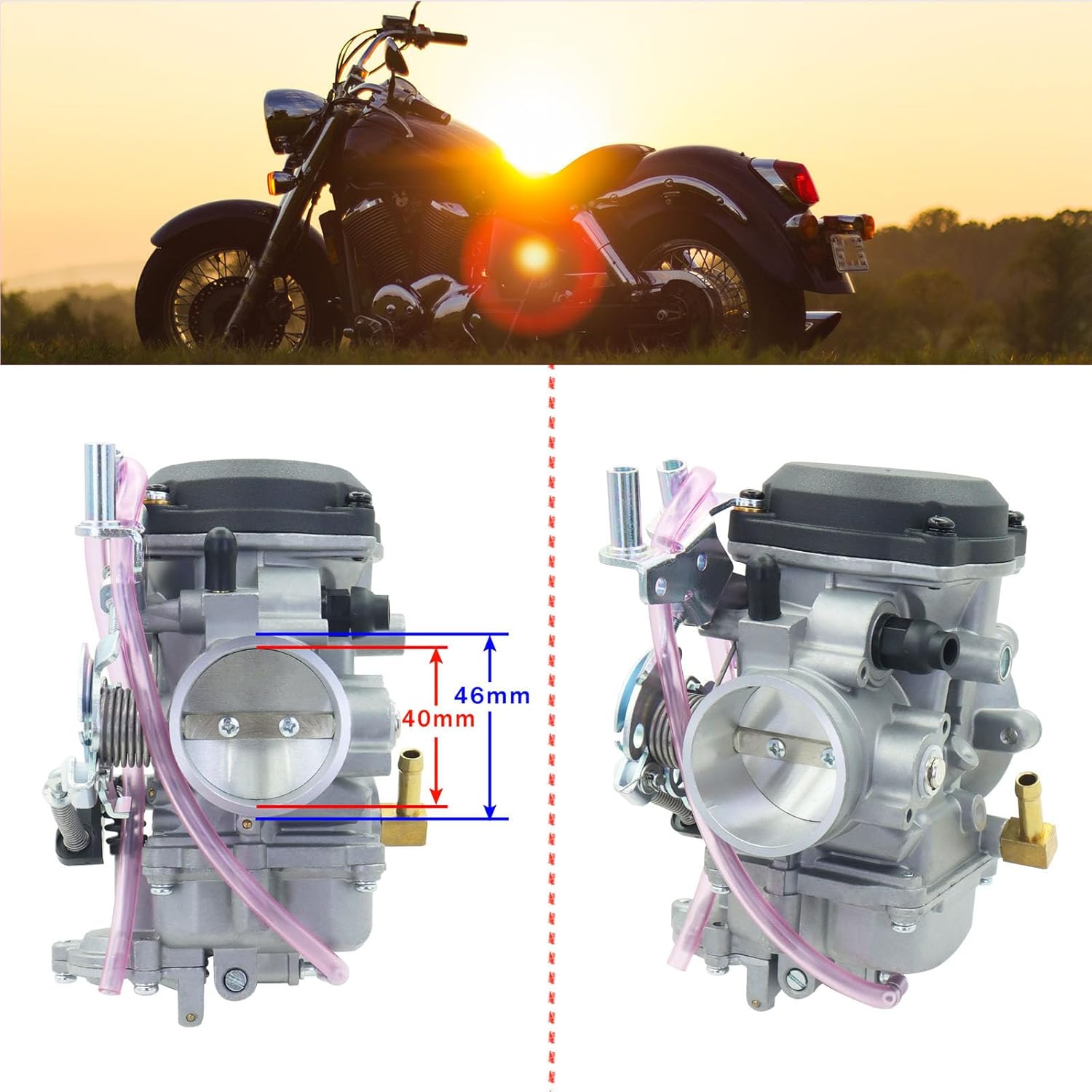 CV40 Carburetor Replaces for Harley-Davidson CV40 Road King Super Glide 27421-99 27465-04 27490-04 Fits for Sportster XLH1200 XLH883 Dyna & FXR Touring Heritage Softail Low Rider Models