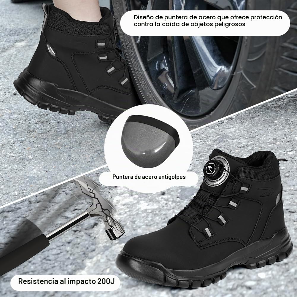 Botas de Seguridad, Montaña para Hombres Mujeres,de Trabajo Antideslizantes Universal, Cima Mas Alta Antipinchazos Ligero Comodos Zapatos
