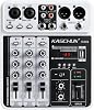 4 Channel Audio Mixer, Professional Bluetooth Mixing Desk with USB Recording Interface, 48V Phantom Power, Sound Mixer for Karaoke, Podcast, Streaming, PC Recording & Home Studio