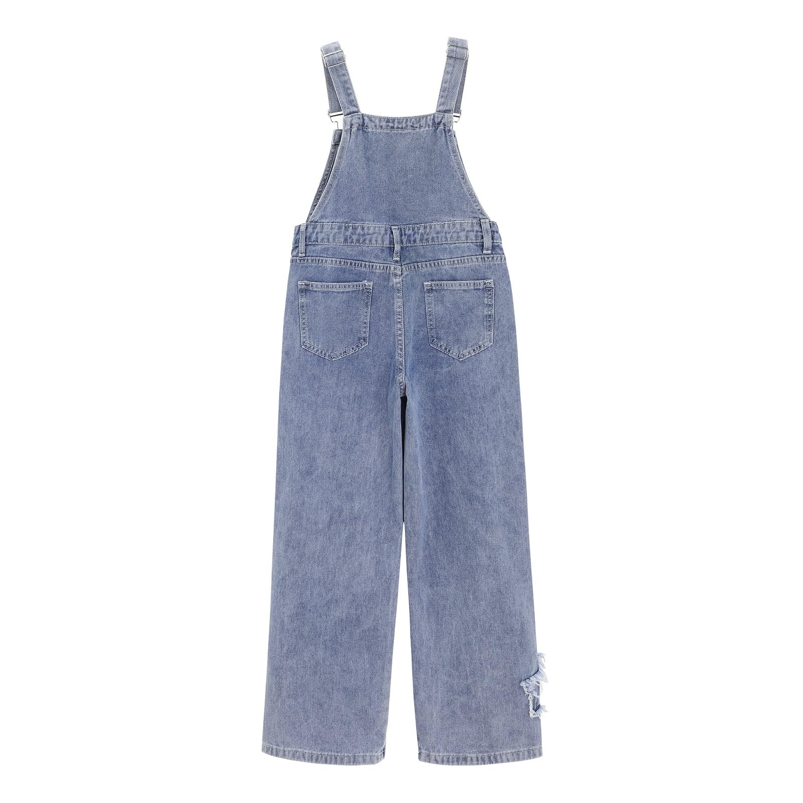 Jean Jumpsuit Mädchen Stern Stickerei Y2k Jeanslatzhose Hip Hop Denim Overall Latzhose mit Taschen Kinder Girls Weite Bein Playsuit mit Verstellbaren Hosenträgern Blaue Latzhose