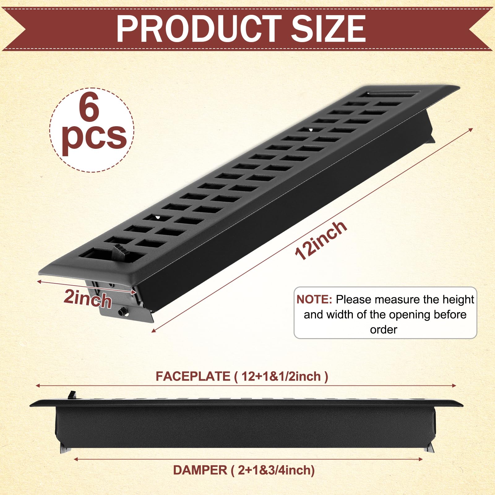 Amazon.co.jp: Rossesay 6個 2インチ x 12インチ 通気口カバー フロア
