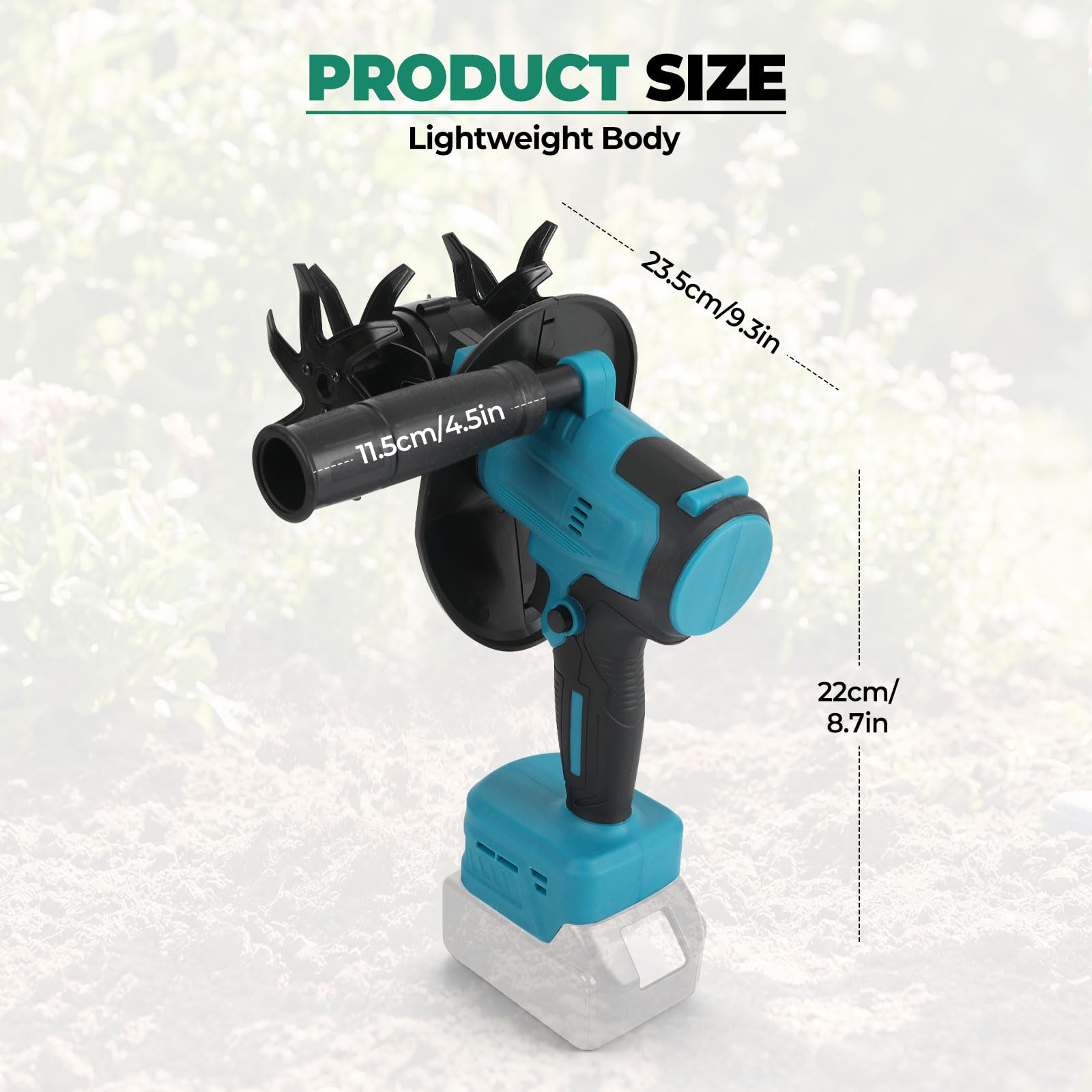Coltivatore portatile senza fili compatibile con batteria MK 18V | Mini motozappa elettrica da giardino con profondità di 10 cm e larghezza di lavoro di 10 cm per la coltivazione del terreno
