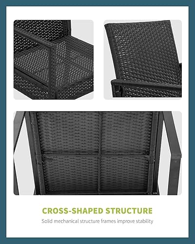 Miniatura 5 de FDW Juego de sillas de mimbre de ratán para patio, césped, balcón, piscina, patio, color negro